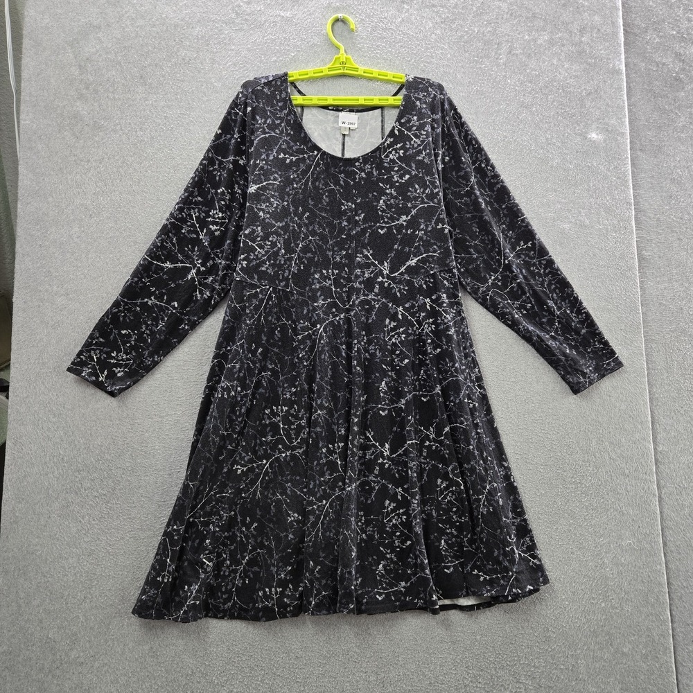 Sahaile Women Dress 2X Black Floral Fairy Grunge Y2K Witchy Long Sleeve